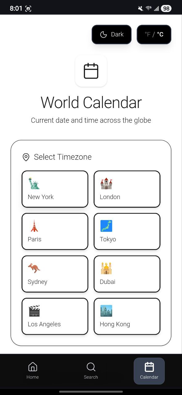 Calendar view integrating weather forecasts with dates